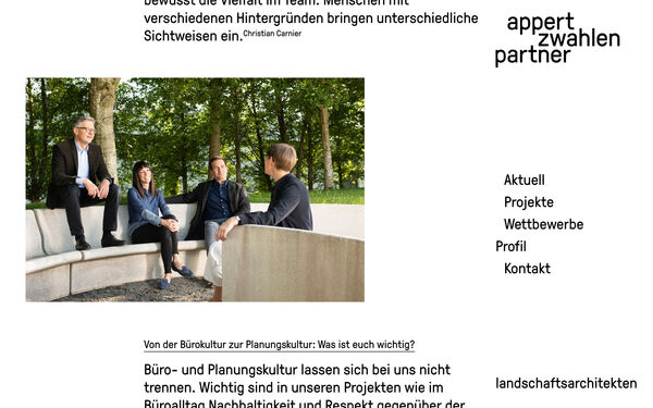 Appert Zwahlen Partner Website Profil