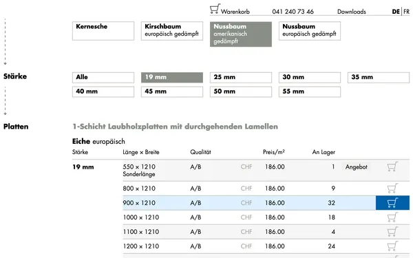 Plattform Laubholzplatten